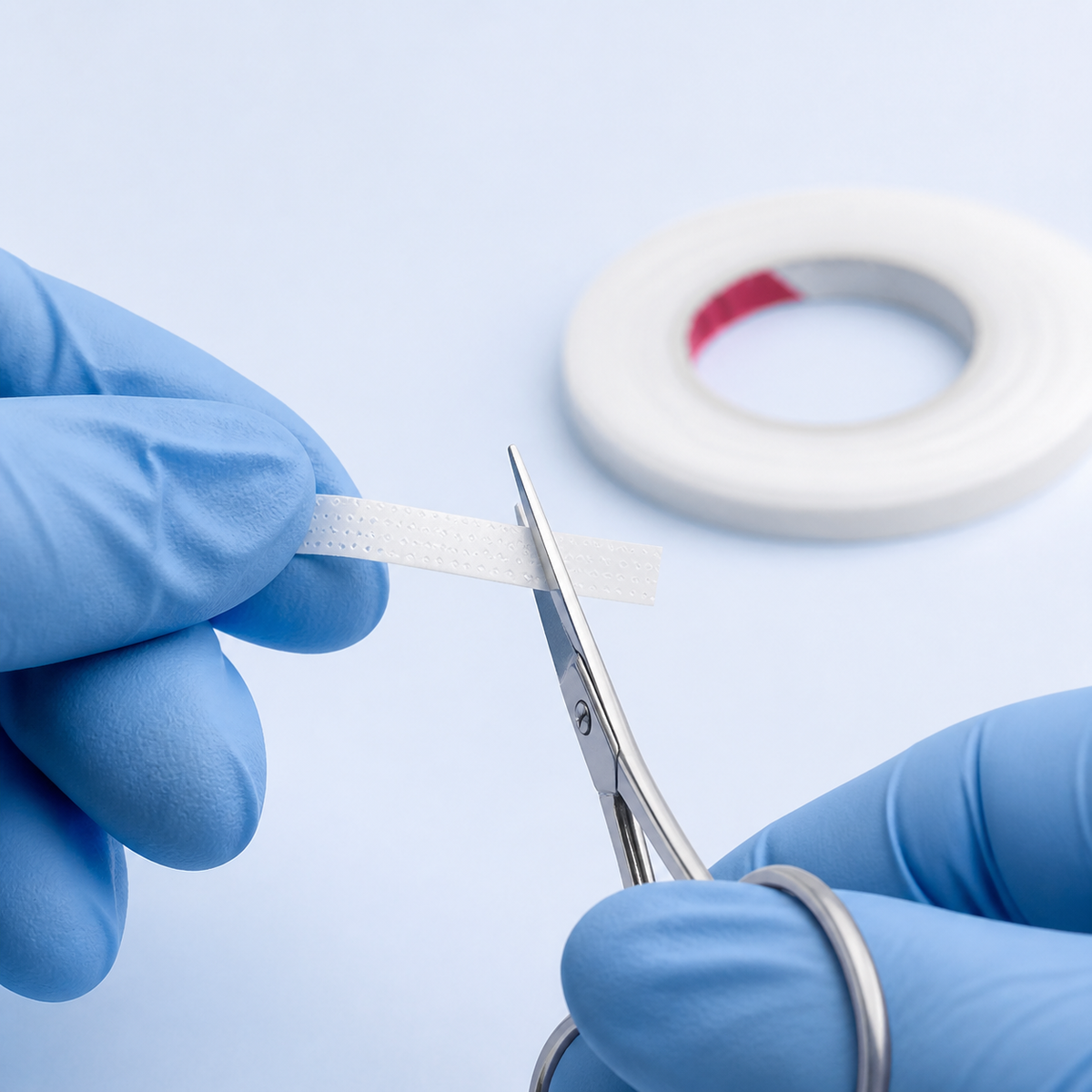 Demonstração de corte da fita japonesa respirável de 4 mm