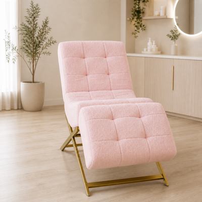 Lash Bed FB Comfy Teddy Pink sem almofadas, mostrando o estofamento anatómico