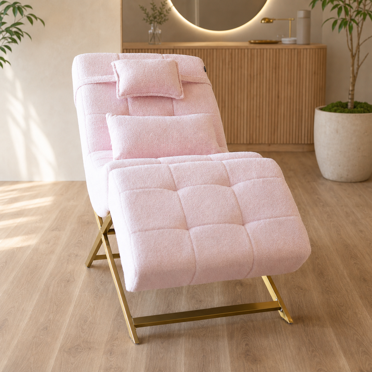 Segunda vista da Lash Bed FB Comfy Teddy Pink com almofadas