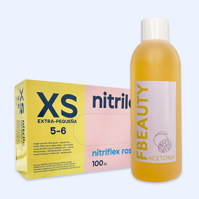 Kit Acetona FB - Manga + Luvas de Nitrilo Nitriflex Rosa