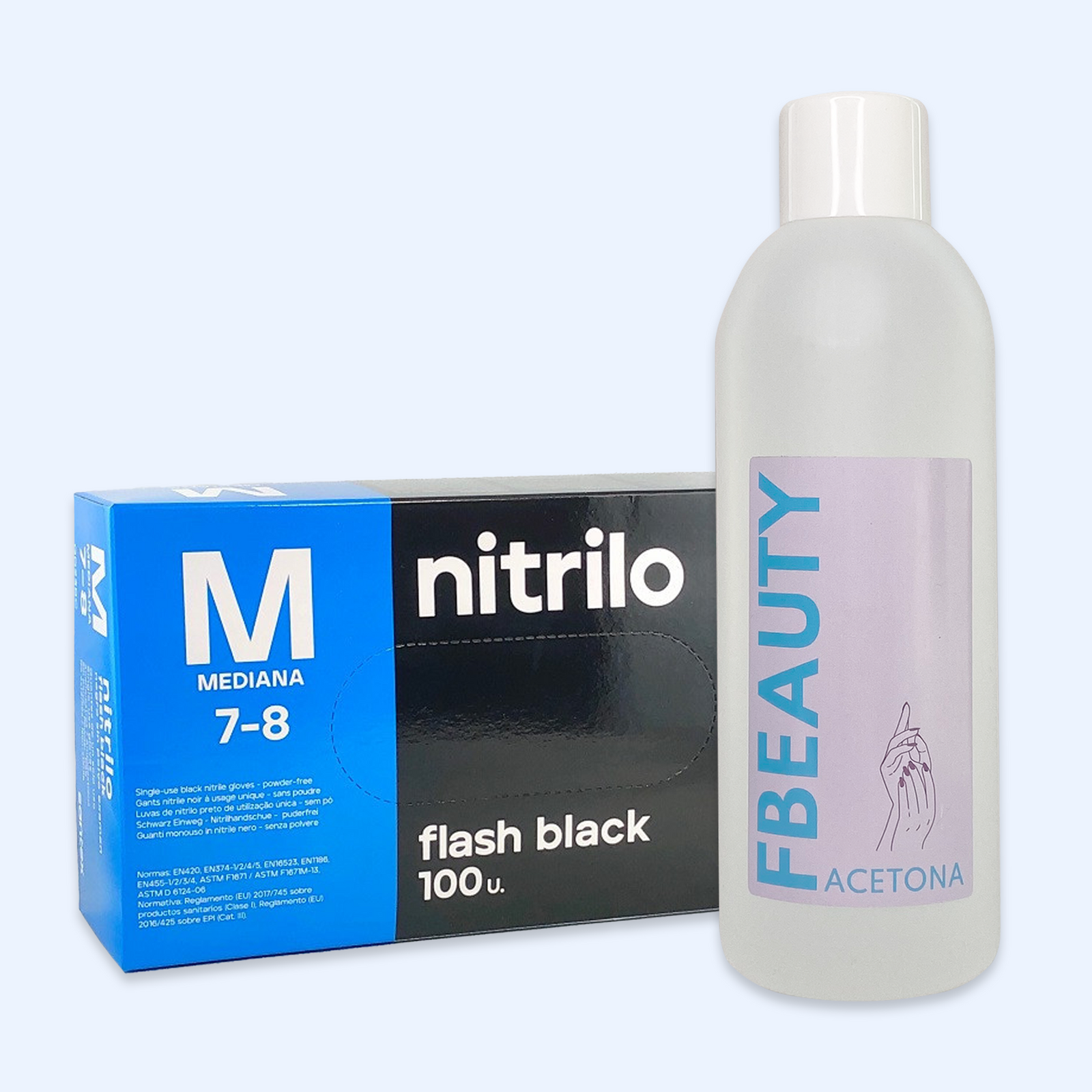 Kit Acetona FB - Natural + Luvas de Nitrilo Flash Black