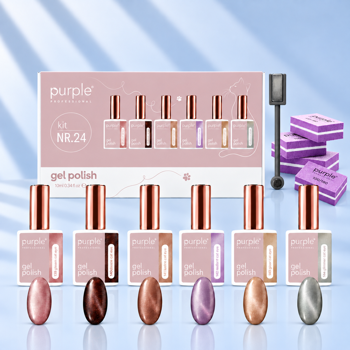 Verniz Gel Purple - Caixa Coleção Nº24 Cat Eye 6uni.