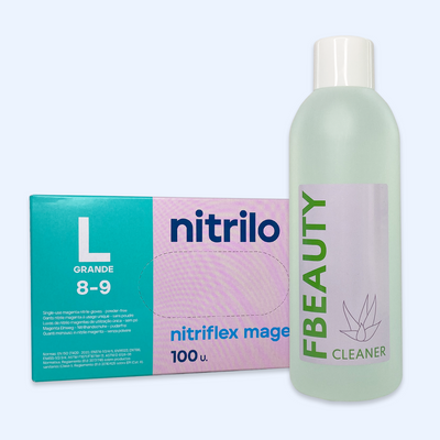 Kit Cleaner FB + Luvas de Nitrilo Nitriflex Magenta