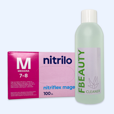 Kit Cleaner FB + Luvas de Nitrilo Nitriflex Magenta