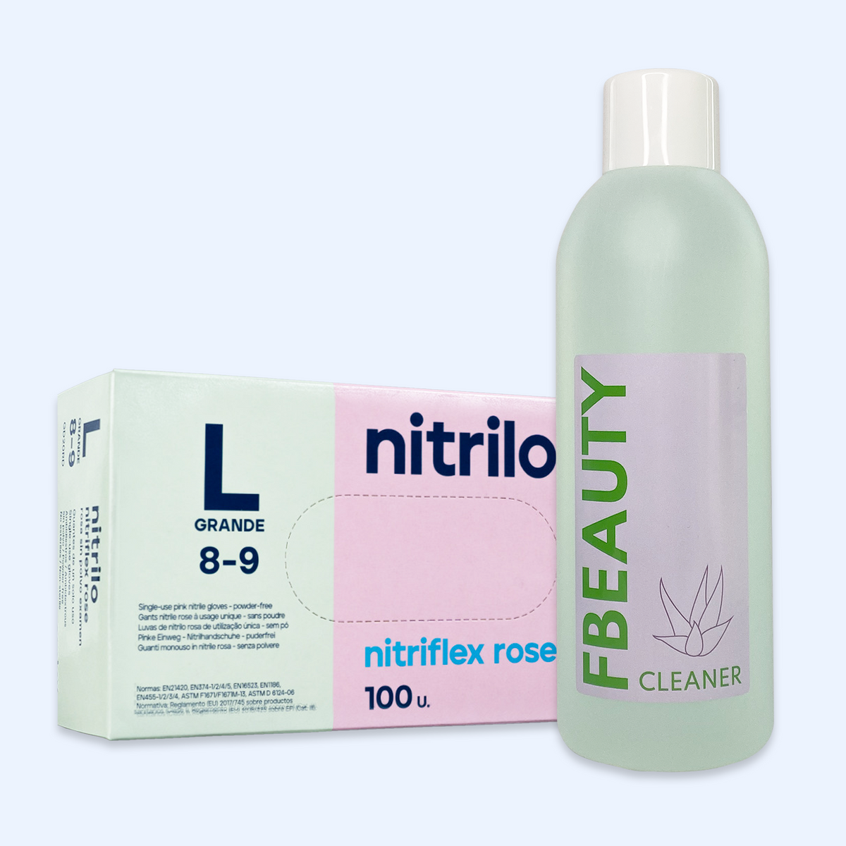 Kit Cleaner FB + Luvas de Nitrilo Nitriflex Rosa
