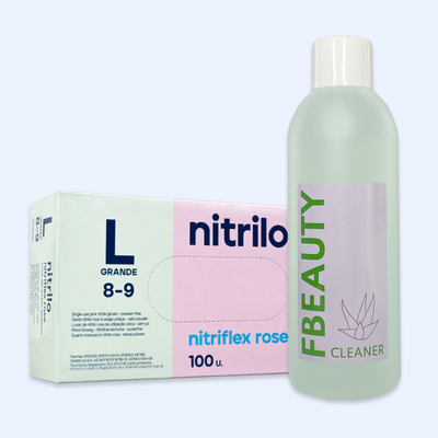 Kit Cleaner FB + Luvas de Nitrilo Nitriflex Rosa