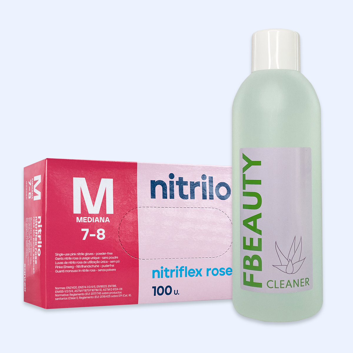 Kit Cleaner FB + Luvas de Nitrilo Nitriflex Rosa