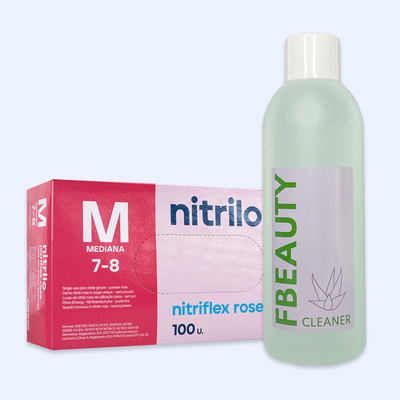 Kit Cleaner FB + Luvas de Nitrilo Nitriflex Rosa