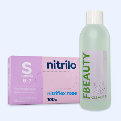 Kit Cleaner FB + Luvas de Nitrilo Nitriflex Rosa