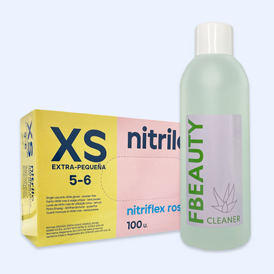 Kit Cleaner FB + Luvas de Nitrilo Nitriflex Rosa
