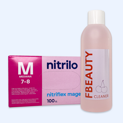 Kit Cleaner FB + Luvas de Nitrilo Nitriflex Magenta