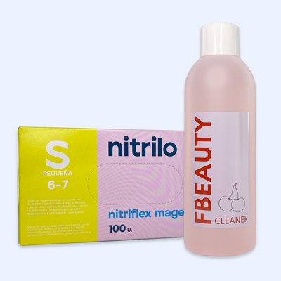 Kit Cleaner FB + Luvas de Nitrilo Nitriflex Magenta