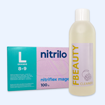 Kit Cleaner FB + Luvas de Nitrilo Nitriflex Magenta
