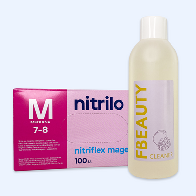 Kit Cleaner FB + Luvas de Nitrilo Nitriflex Magenta