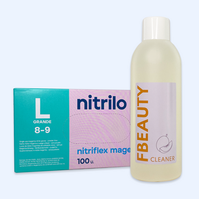 Kit Cleaner FB + Luvas de Nitrilo Nitriflex Magenta