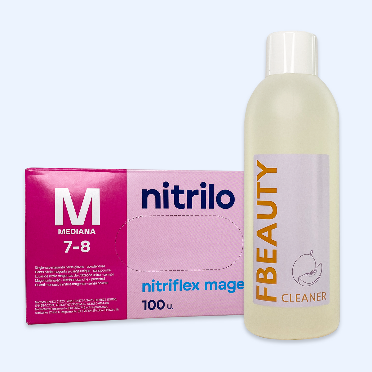 Kit Cleaner FB + Luvas de Nitrilo Nitriflex Magenta