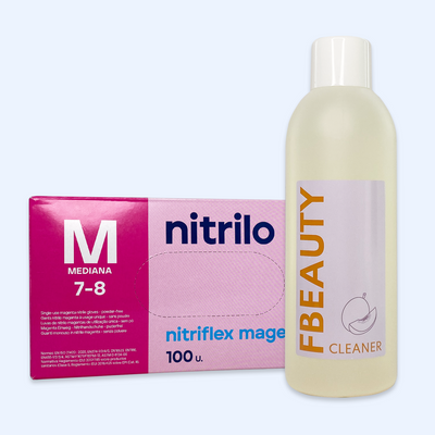 Kit Cleaner FB + Luvas de Nitrilo Nitriflex Magenta