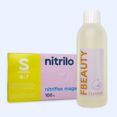 Kit Cleaner FB + Luvas de Nitrilo Nitriflex Magenta