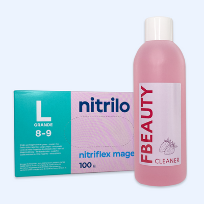 Kit Cleaner FB + Luvas de Nitrilo Nitriflex Magenta