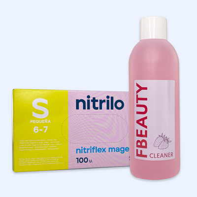 Kit Cleaner FB + Luvas de Nitrilo Nitriflex Magenta