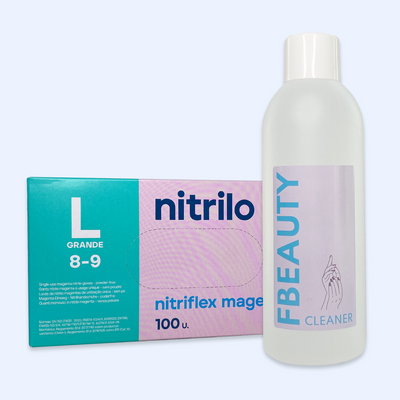 Kit Cleaner FB + Luvas de Nitrilo Nitriflex Magenta