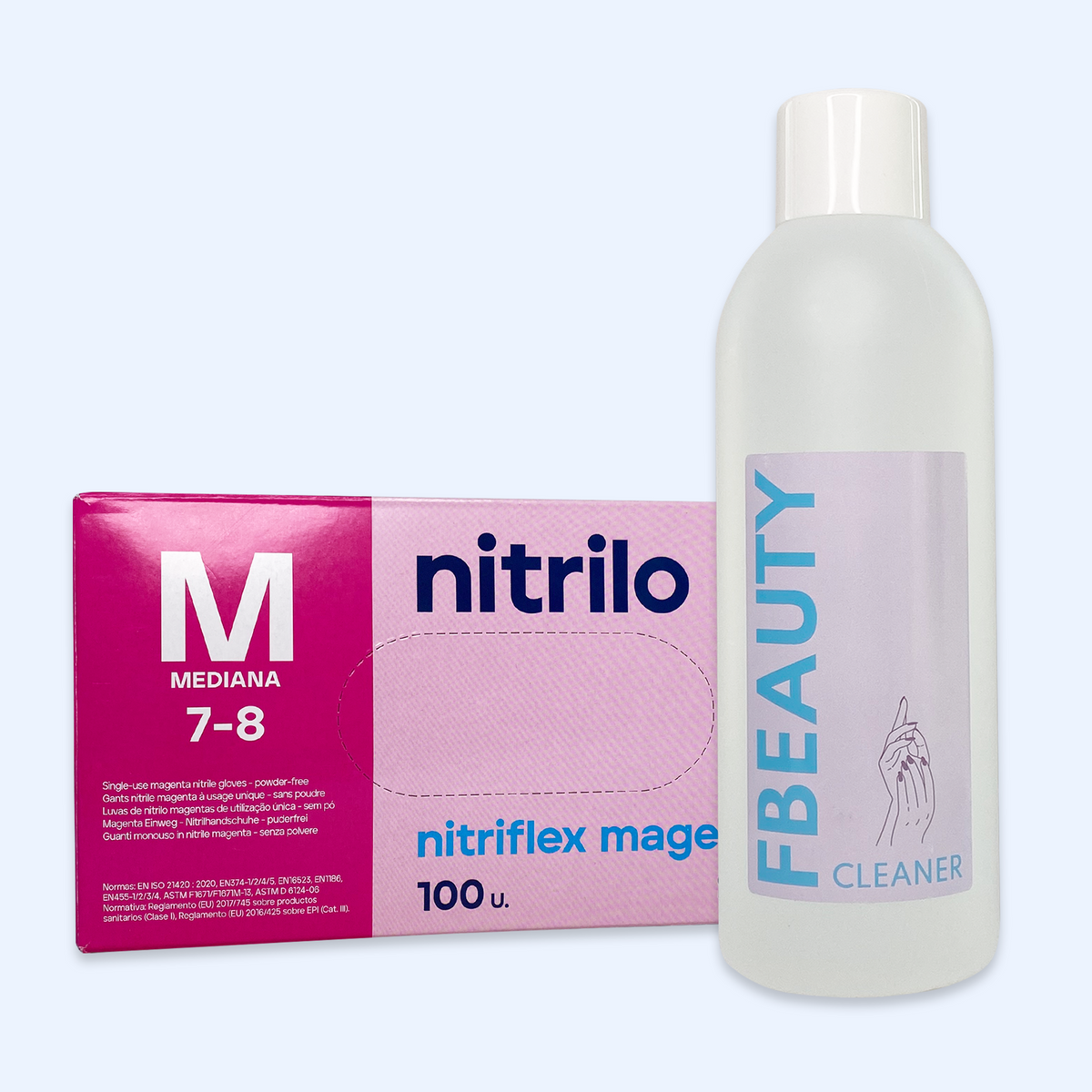 Kit Cleaner FB + Luvas de Nitrilo Nitriflex Magenta