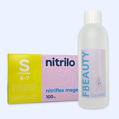 Kit Cleaner FB + Luvas de Nitrilo Nitriflex Magenta