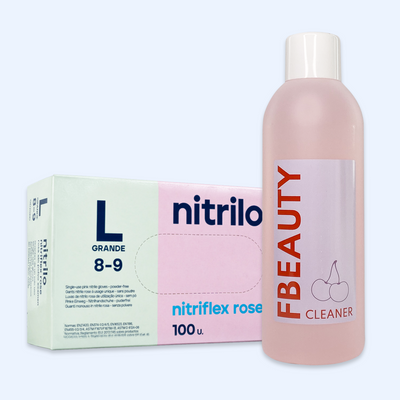 Kit Cleaner FB + Luvas de Nitrilo Nitriflex Rosa