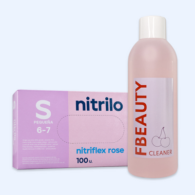 Kit Cleaner FB + Luvas de Nitrilo Nitriflex Rosa