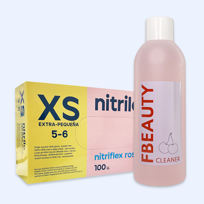 Kit Cleaner FB + Luvas de Nitrilo Nitriflex Rosa