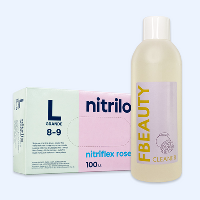 Kit Cleaner FB + Luvas de Nitrilo Nitriflex Rosa