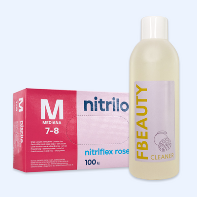 Kit Cleaner FB + Luvas de Nitrilo Nitriflex Rosa