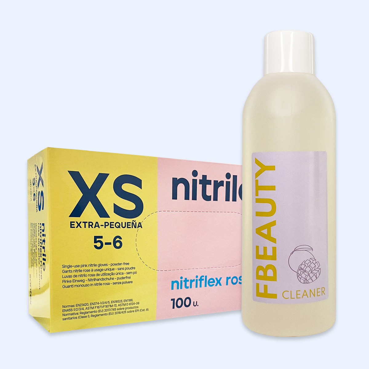 Kit Cleaner FB + Luvas de Nitrilo Nitriflex Rosa