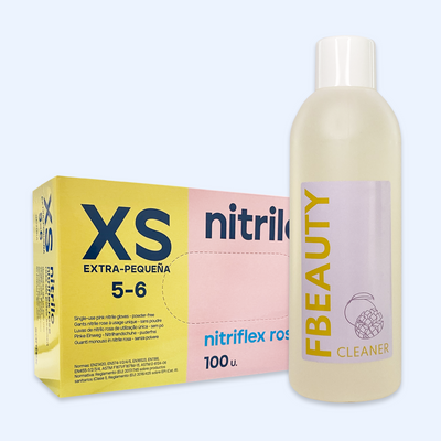 Kit Cleaner FB + Luvas de Nitrilo Nitriflex Rosa