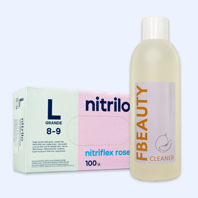Kit Cleaner FB + Luvas de Nitrilo Nitriflex Rosa