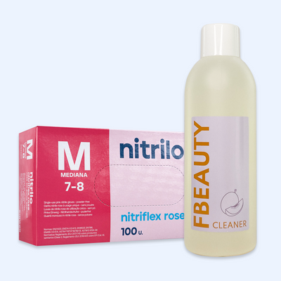 Kit Cleaner FB + Luvas de Nitrilo Nitriflex Rosa