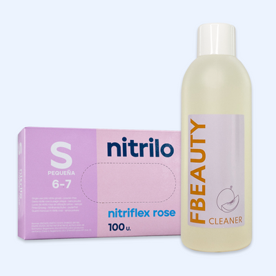 Kit Cleaner FB + Luvas de Nitrilo Nitriflex Rosa