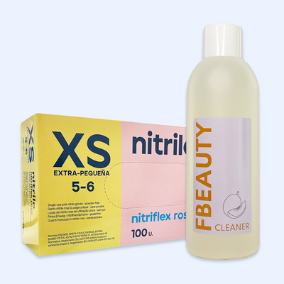 Kit Cleaner FB + Luvas de Nitrilo Nitriflex Rosa