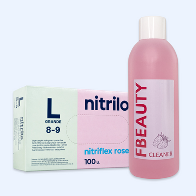 Kit Cleaner FB + Luvas de Nitrilo Nitriflex Rosa