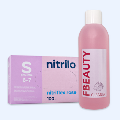 Kit Cleaner FB + Luvas de Nitrilo Nitriflex Rosa