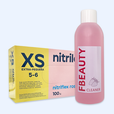 Kit Cleaner FB + Luvas de Nitrilo Nitriflex Rosa
