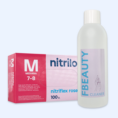Kit Cleaner FB + Luvas de Nitrilo Nitriflex Rosa