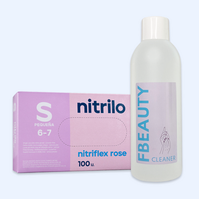 Kit Cleaner FB + Luvas de Nitrilo Nitriflex Rosa