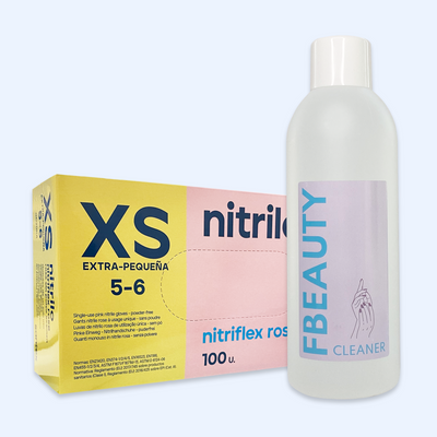 Kit Cleaner FB + Luvas de Nitrilo Nitriflex Rosa
