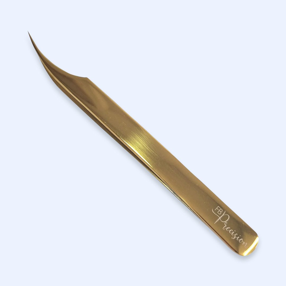 FB Precision Semi-Curva Dourada - Pinça para extensão de pestanas