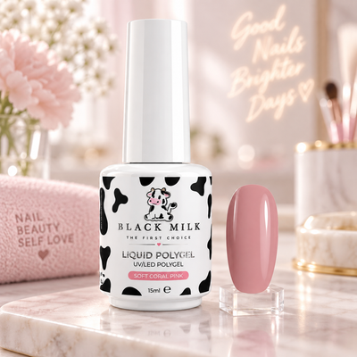 Liquid Polygel Soft Coral Pink Black Milk, detalhe do produto