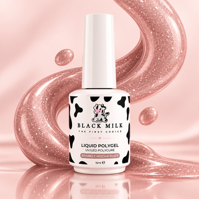 Liquid Polygel Sparkling Mocha Nude Black Milk, detalhe do produto