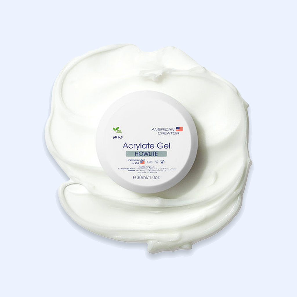 Acrylate Gel Howlite American Creator 30ml boião com amostra branco opaco