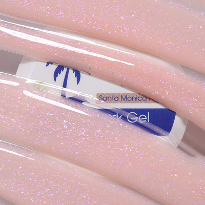 Textura nude rosado com flocos iridescentes do American Creator Framework Gel Santa Monica Nude 30 ml