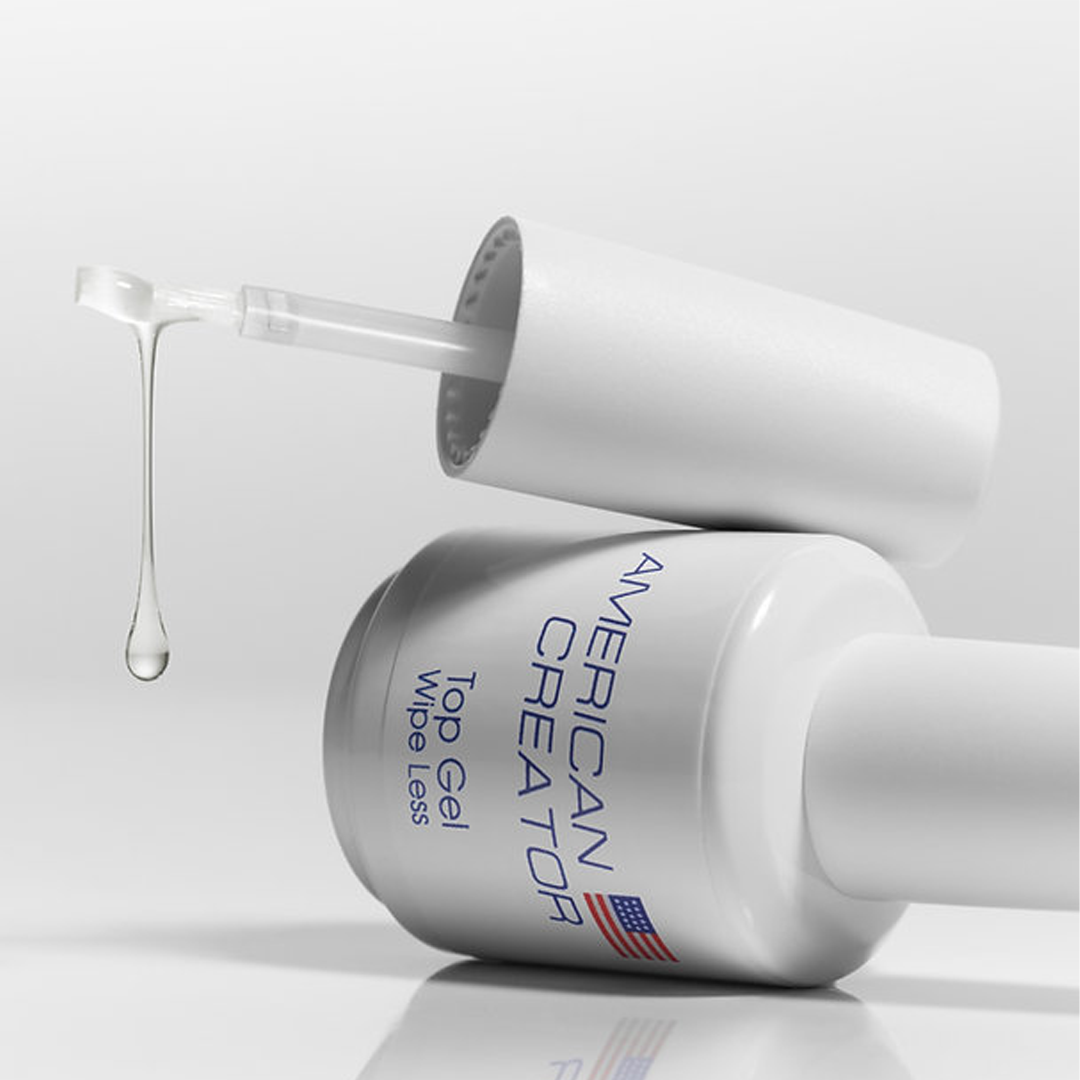 Textura transparente do Top Gel Wipe Less incluído no Kit Absolute White American Creator